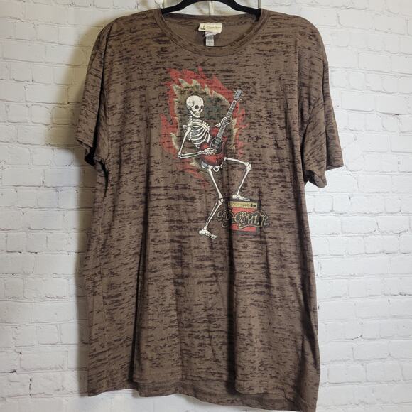 Disney Parks Aerosmith Skeleton Rock N’ Roller Coaster Brown Velvety Tie Dye XL - Picture 1 of 5